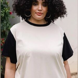 Tradlands Box T-Shirt in Black and Cream Ringer